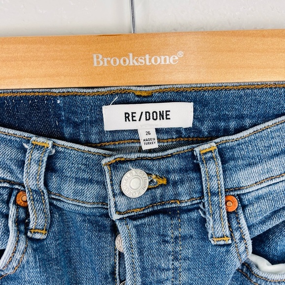 Re/Done Originals Jeans 90s High Rise Waist Ankle Crop High Rise In French Blue - Picture 3 of 8